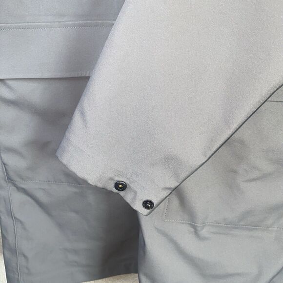 Lands End Men trench Coat Gray Packable Jacket M Snap outdoor classic - Picture 6 of 13